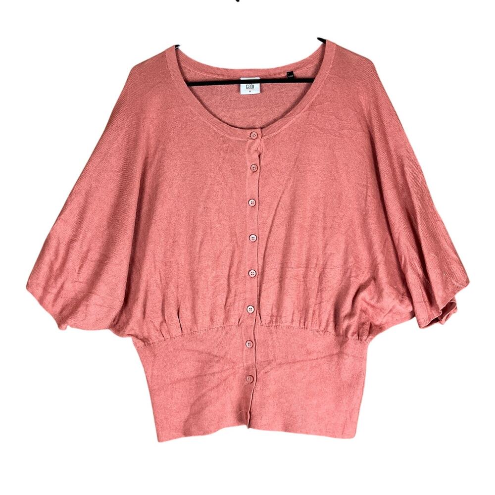 CAbi Womens Blouse Dusty Rose Drop Waist Kimono Button Front Stretch #5284 M
